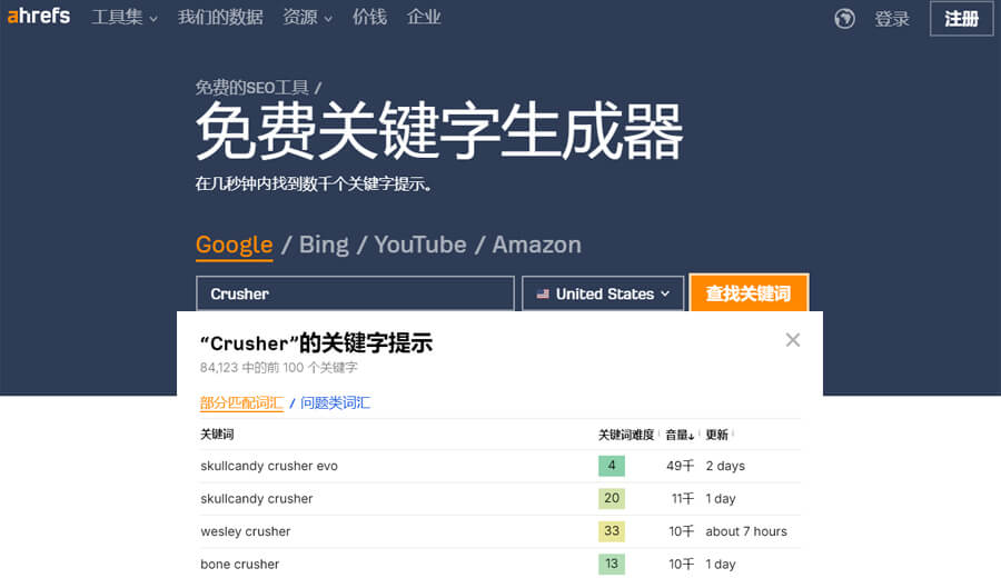 Ahrefs关键词生成器